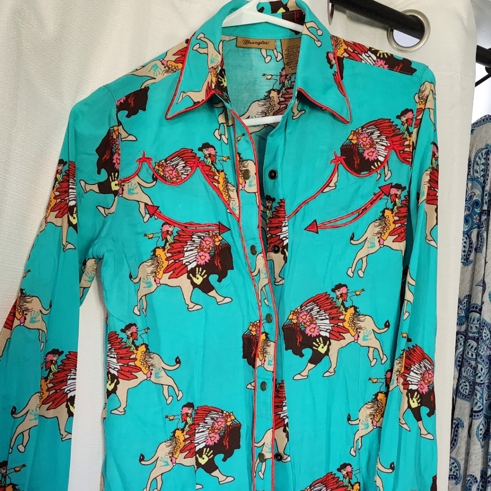 Western Buffalo Indian snap shirt